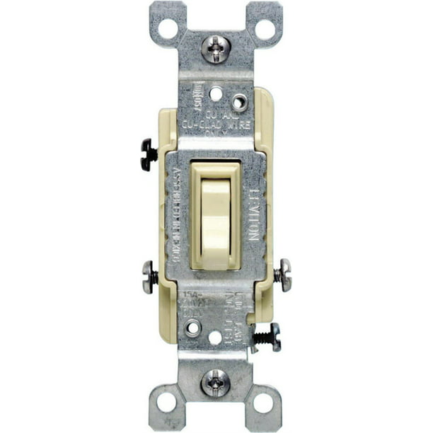 Leviton Ivory 3-Way Toggle Wall Light Switch Residential 15A 120V Bulk 1453-2I
